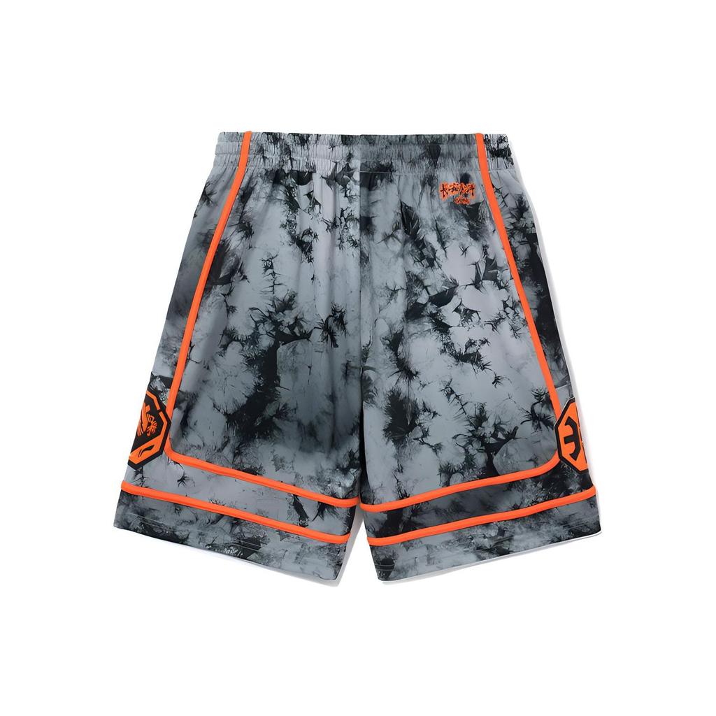 Li Ning Badfive Logo Printed Color Block Drawstring Casual Shorts Men Shorts Gray AAPR581-2