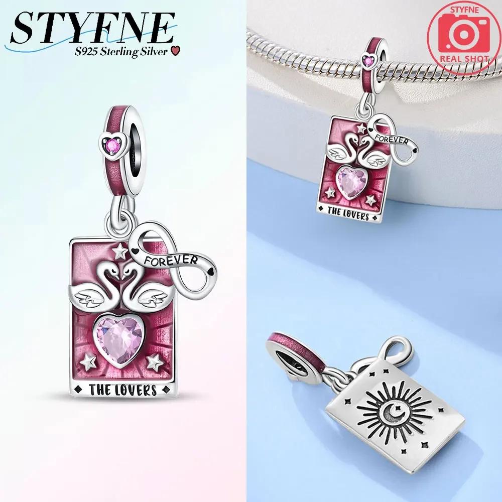 Pink Tarot Card Pendant Bead Component Stars Moon Sun Authentic Original Copper Metal Charm Bead Components Bead Components Compatible With Bracelet