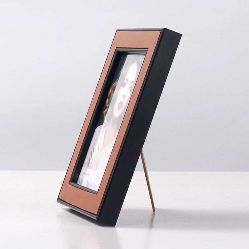 Light Luxury Leather Photo Frame Bedroom Living Room Rectangular Photo Frame Model Room European Style 6-inch 7-inch Photo Album Retro Decoration