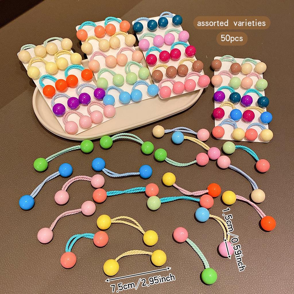 50 Button Style Double Ended Rubber Bands with Colorful Random Hair Loops Suitable for Daily Use As Hair Accessories
