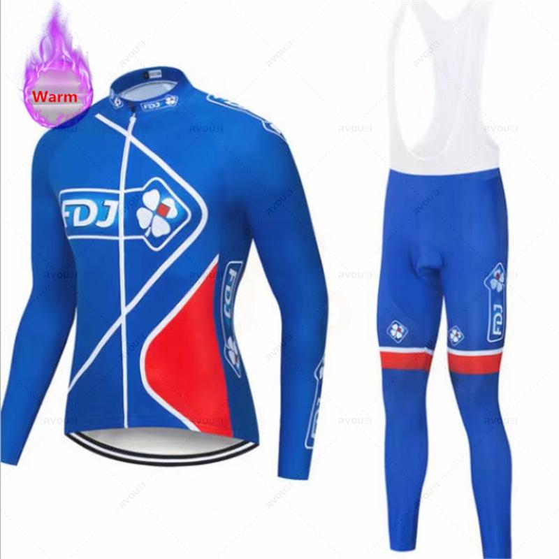 2025 Fdj Winter Thermal Fleece Cycling Jersey Set Sports Team Bike Suit Mountian Bicycle Clothing Ropa Ciclismo Invierno Hombre