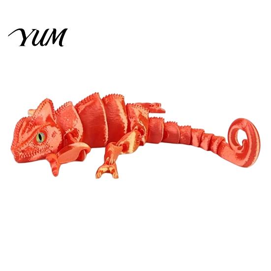 Lifelike Chameleon Toy 3D Printed Figurine, Realistic Articulated Lizard Toy, Animal Movable Jointed Model with Moveable Joints for Desk Decoration