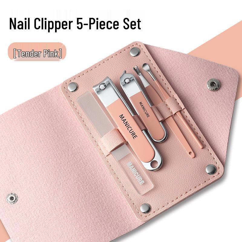 10-Piece Portable Manicure Set: Leather Case, Nail Clippers, File, Ear Pick, Cuticle Pusher.