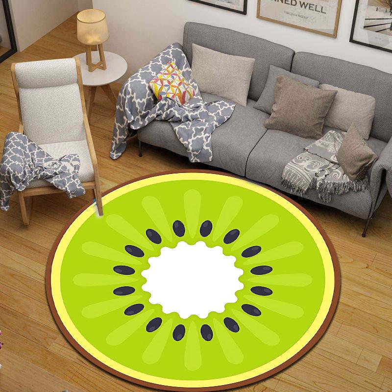 Boho Round Peacock Multicolor Rug Mat, Non-Slip Floor Mat for Office