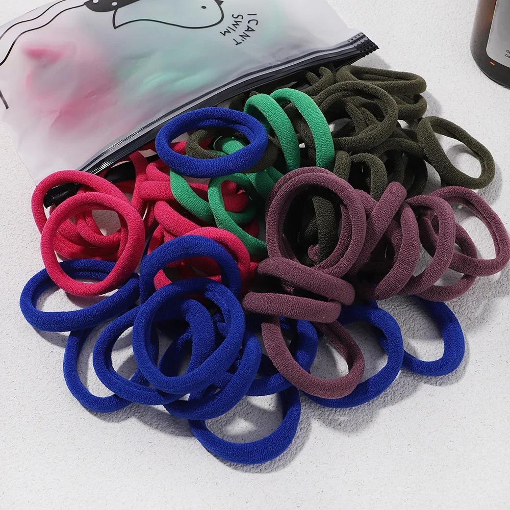 30/50/100PCS/Lot Girl Mix Colors Hair Bands Basic Hair Ties Elastic Headband Hair Scrunchies Women Accessories Ponytail Holder
