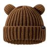 Women Chunky Bear Ear Knit Hat 2025 Korean Loose Slouchy Winter Cap Faux Fur Ears Thermal Ear Flap Beanie