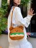 Cute Hamburger Bear Mini Shoulder Purse With Zipper Closure For Casual Outfits
