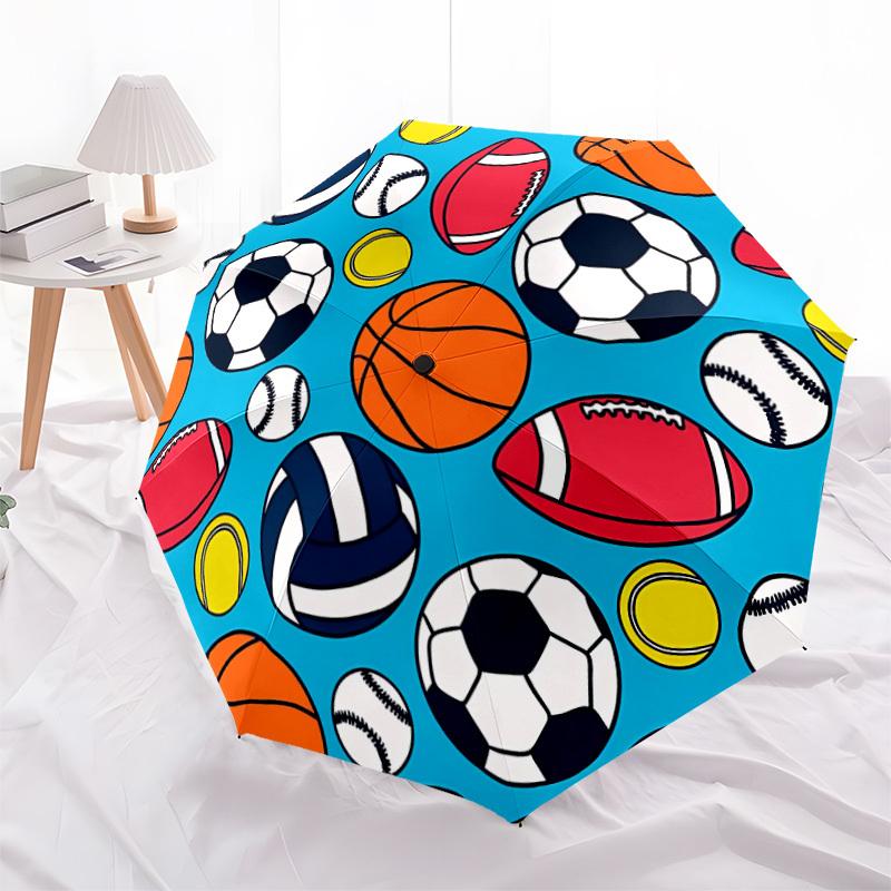 1pc Sports Balls Automatic Folding Umbrella - Portable Collapsible, 8-Rib Durable Frame, Perfect for Outdoor Use, yy251218118