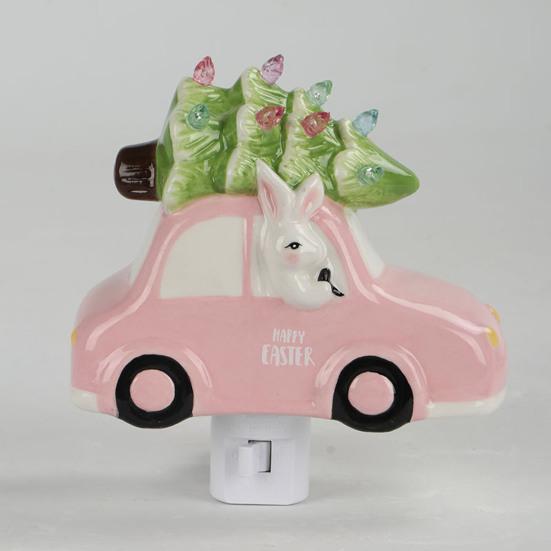 Пасхальный кролик, лампа на дереве, смоляная машина-кролик, мигающая декоративная лампа, светодиодная подсветка, фигурка животного, статуя, скульптура, весеннее пасхальное украшение для рабочего стола