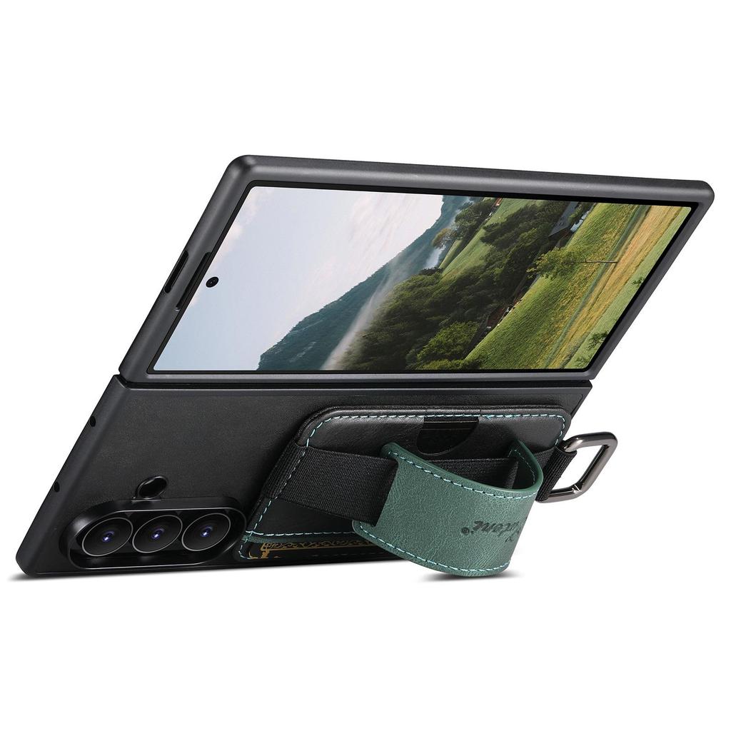 SUTENI Leather Case for Samsung Z Fold 7/6/5: Oil Wax Texture with Wrist Strap, Card Slot & Stand Feature