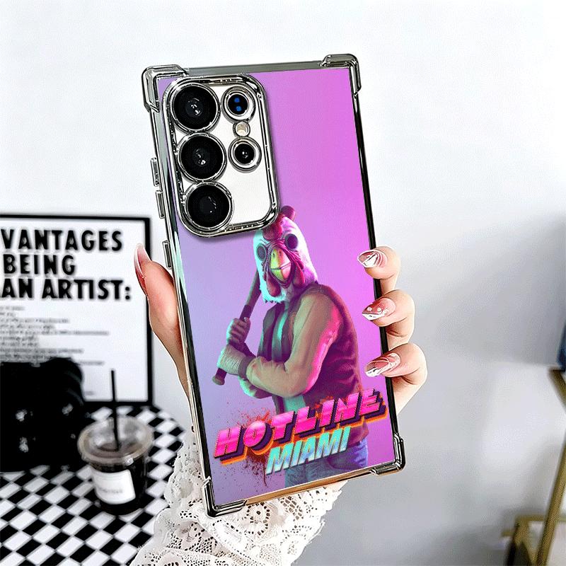 H-Hotline M-Miami Игровой Чехол с Покрытием для Телефона Для Samsung Galaxy S24 S25 FE S26 Edge S23 Ultra S22 S21 Plus S20 Противоударный Подушка Безопасности Co