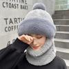 Winter Scarf Set Hooded for Women Plush Neck Warm Outdoor Ski Windproof Hat Thick Plush Fluffy Beanies