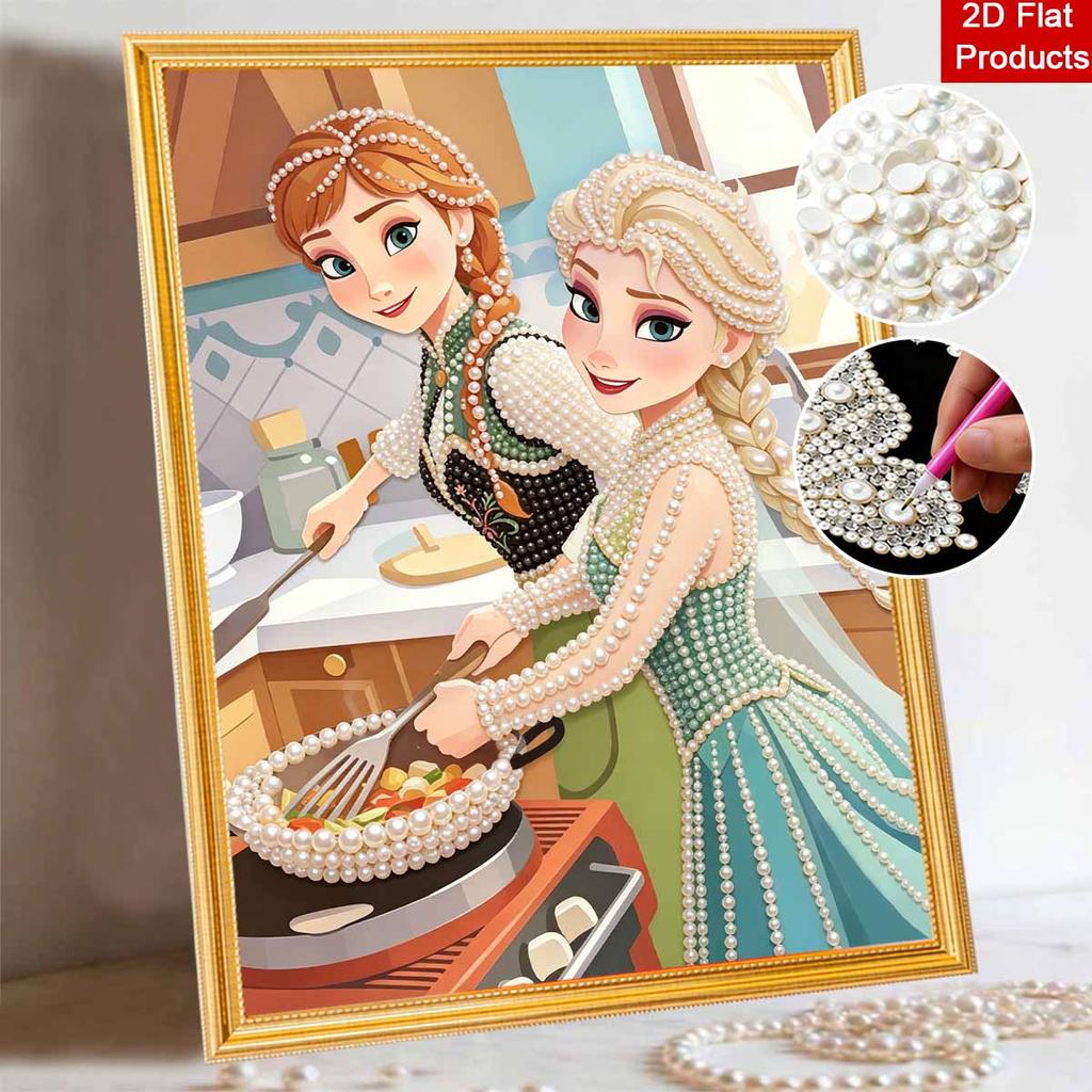 Disney Жемчужная Живопись Анна и Эльза Сделай Сам Жемчужная Живопись Каменное Искусство Жемчужная Точечная Живопись Картины Поделки Подарки для Взрослых Новичков Декор для Дома