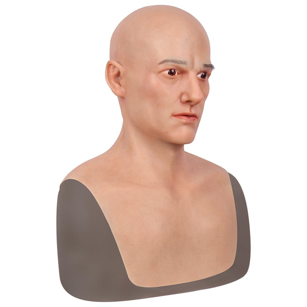 Realistic Male Face Party Mask 100% Silicone Facemask Full Head Cover Soft Elastic Silicon for Cosplay
