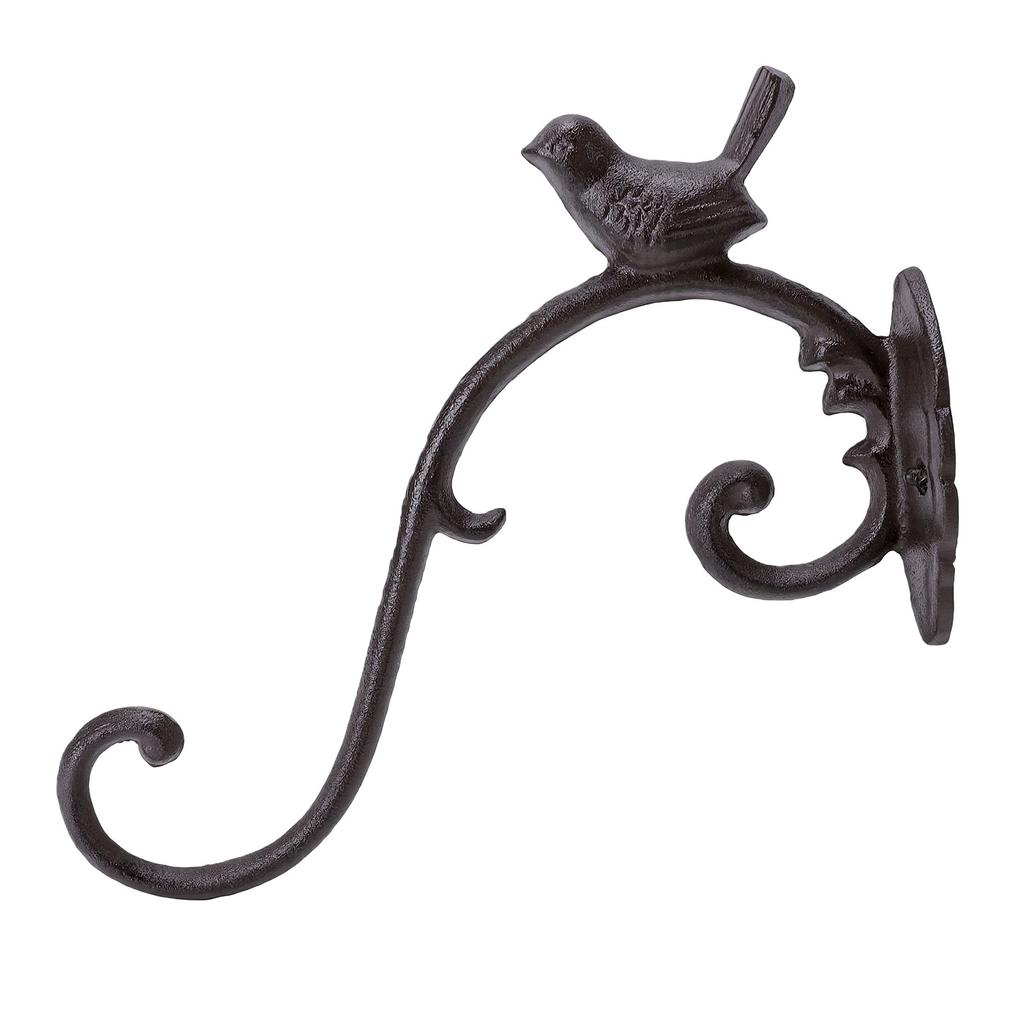 Cast Iron Plant Hanger Heavy Duty Wall Mount Bracket Vintage Hook Decorative Bird Design for Outdoor Garden Bird Feeder
