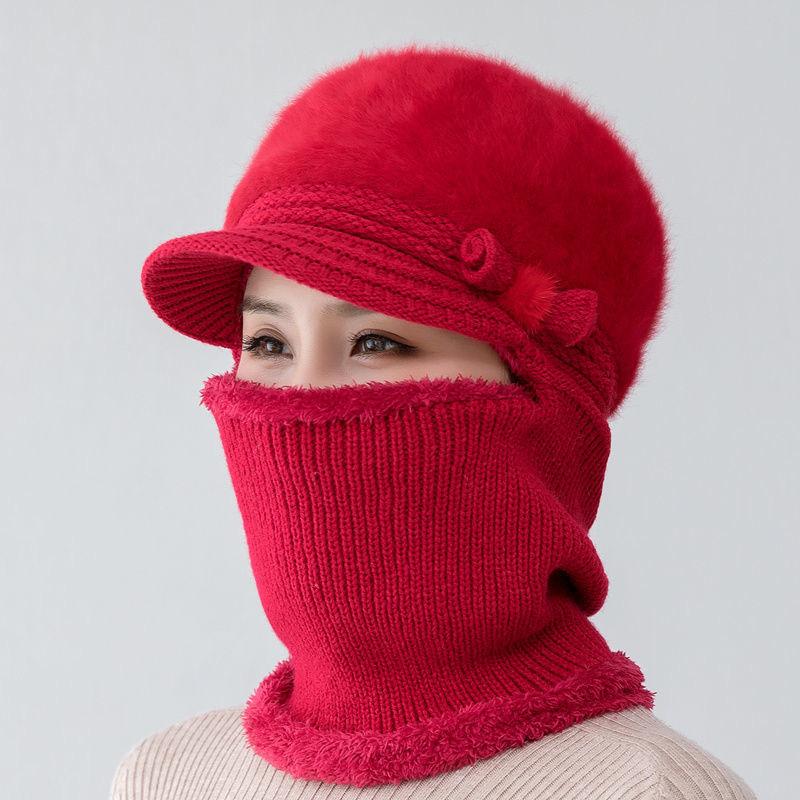 Новая осенне-зимняя вязаная шапка для мам, утолщенная и бархатная теплая хлопковая шапка с шарфом