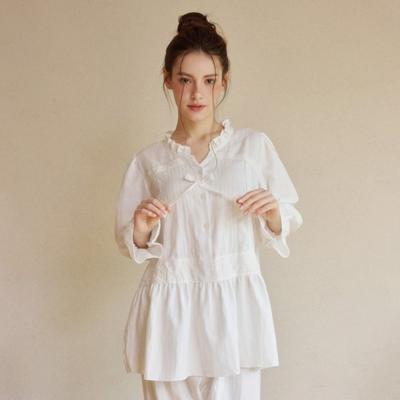 Lunaluz Женский комплект из двух предметов: длинный рукав, круглый вырез, сетчатая ткань, пижама