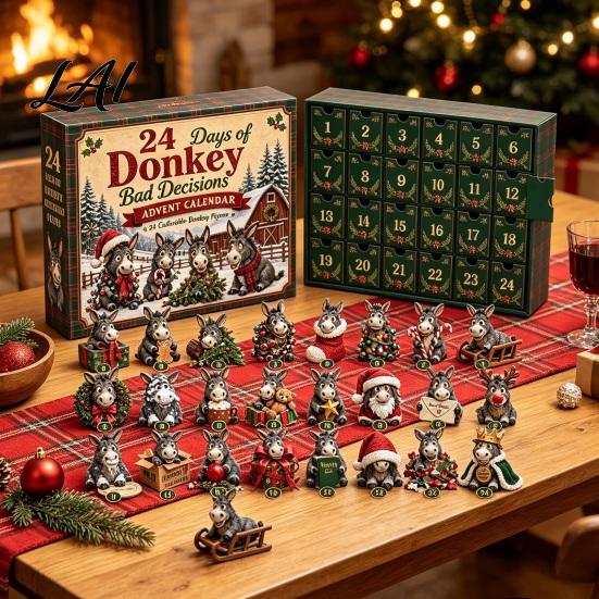 Christmas Party Favor Toy Shih Tzu Countdown Set 24-Day Advent Calendar with Mini Dog Kids Collectible Gift Figures Tree Hanging Decor