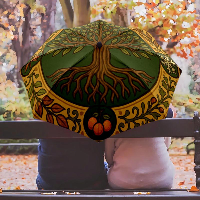 Tree of Life 5 Printed umbrella windproof folding umbrella portable sun and rain umbrella suitable for gifting