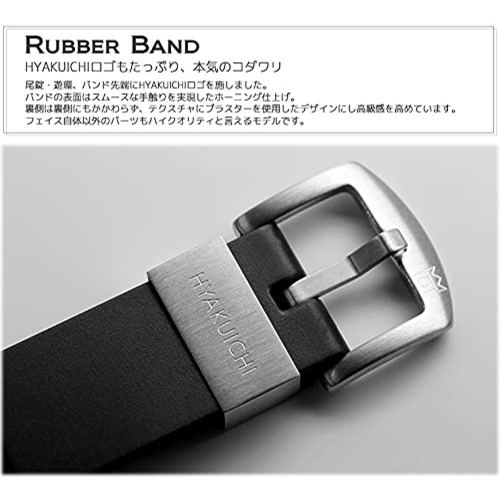 [HYAKUICHI 101] Часы для дайвинга с дисплеем даты, водонепроницаемые до 20 АТМ, HYAKU1-001 (Серебристо-черный каучук)