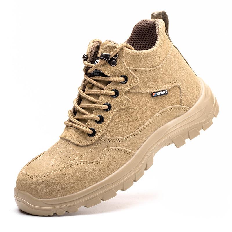 Men's Steel Toe Work Safety Shoes Lightweight Breathable Anti-smashing Work Shoes Male Boots Slip On Casual Sneaker Men Shoes 46