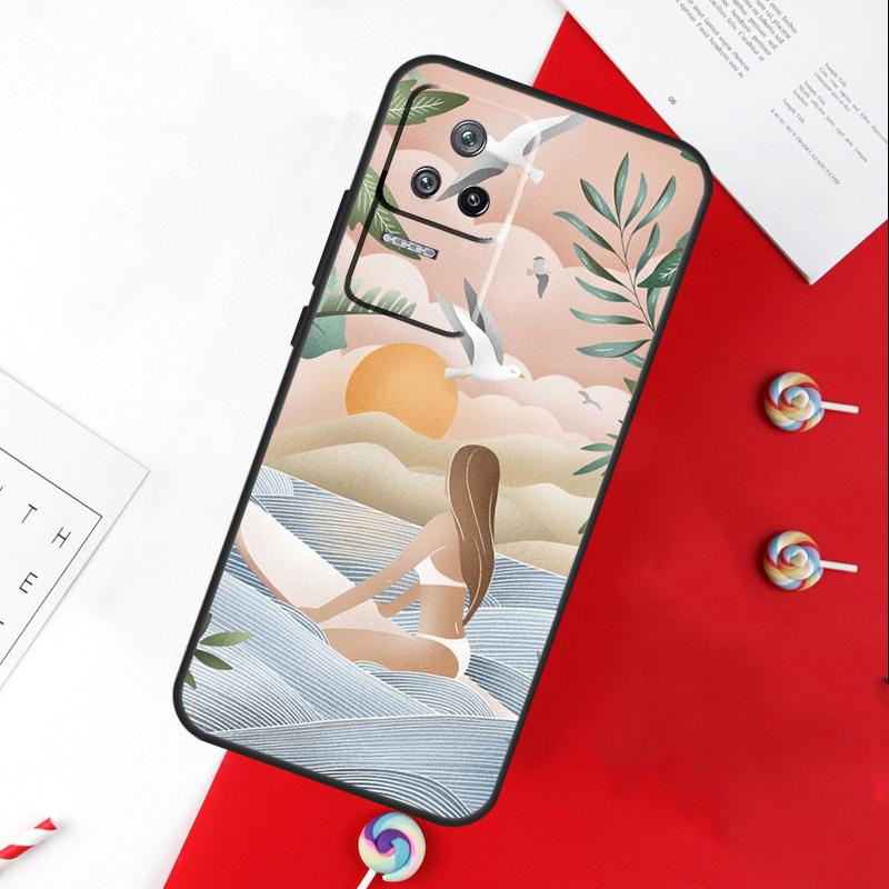 Чехол для Xiaomi 14 Ultra 15 13 11T 12T 13T 14T Pro POCO X7 Pro X3 X5 X6 M6 F5 F6 Pro с рисунком Сабборд Серфинг Девушка на серфе