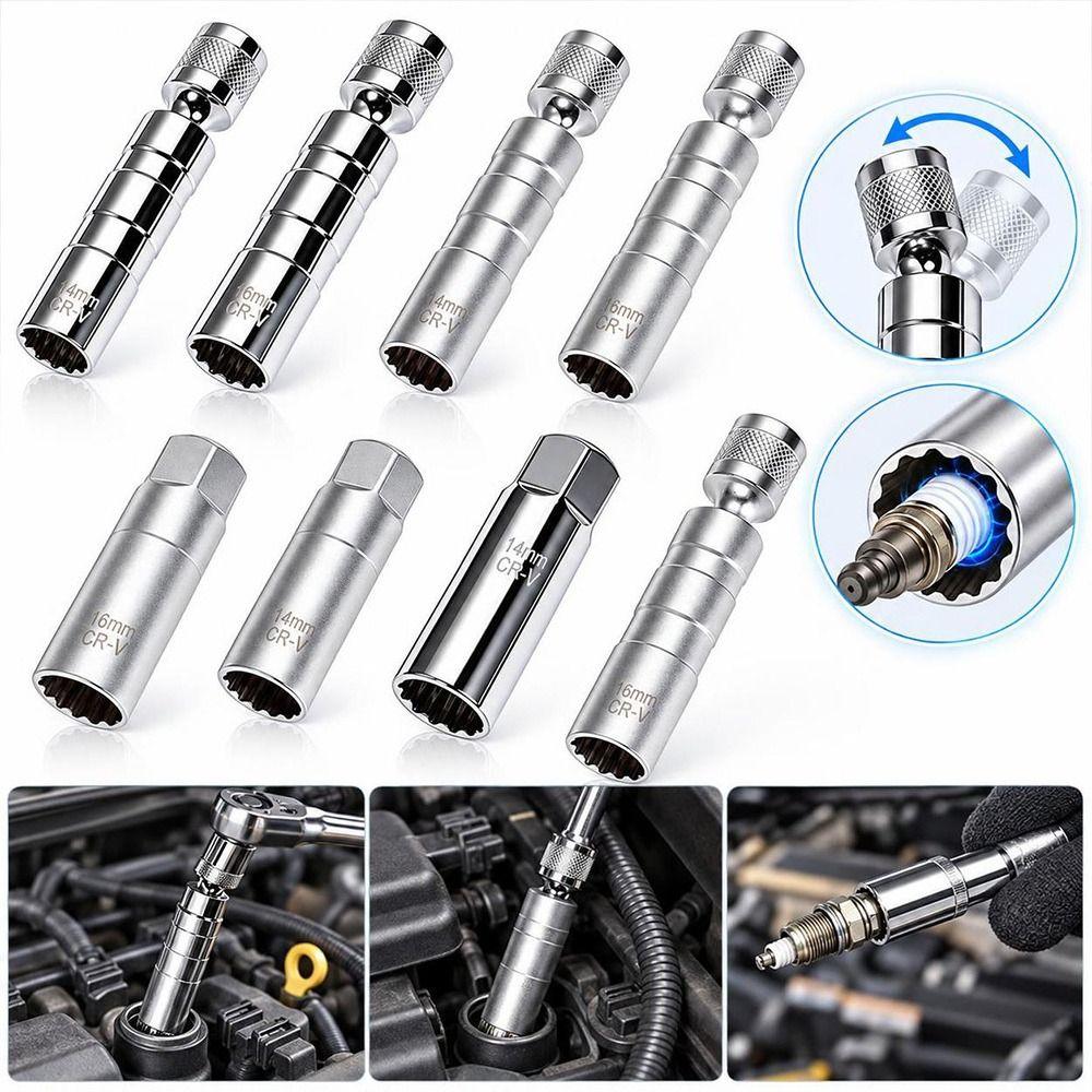 Chrome Vanadium Steel Spark Plug Socket Magnetic Retainer Garage Tool Automotive Repair