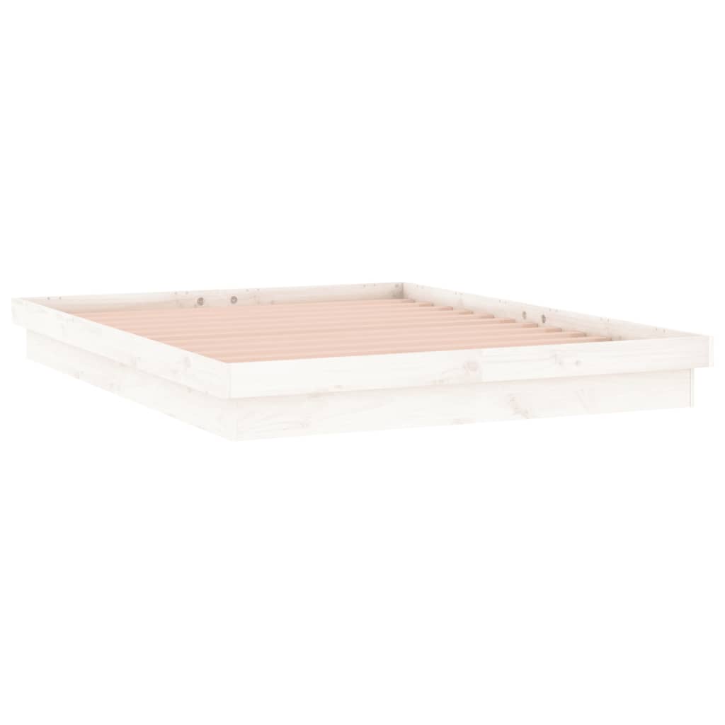 Vidaxl Rama Łóżka Z Led, Biała, 135X190 Cm, Podwójna, Lite Drewno