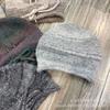 Gradual change color wool knitted wool hat women's autumn and winter big head circumference drawstring stacking hat thermal pullover hat