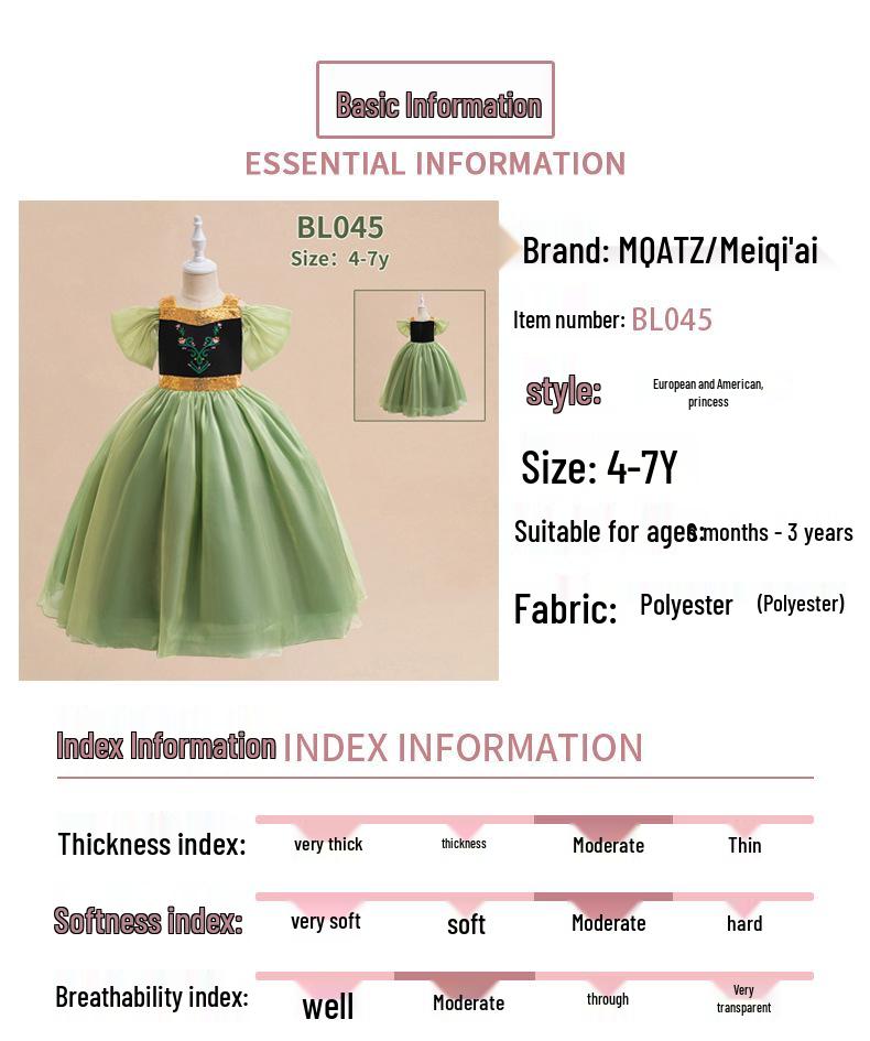 Halloween Frozen Princess Anna Girls' Cosplay Dress