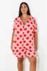 Women's Style Plus Size Pajama Set Pink Shirt Collar Polka Dot Woven Pajama Set