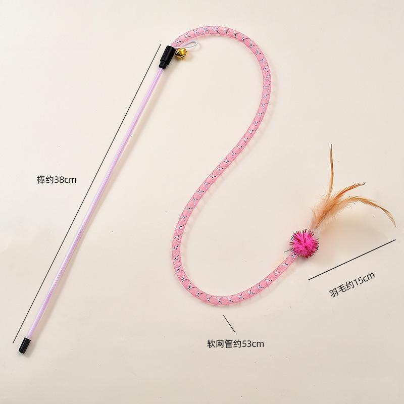 Кошачья Змея Кошачья Дразнилка Палочка Эластичная Сетчатая Трубка Перья Шерстяной Комок Кошачья Дразнилка Кошачья Игрушка Питомец Интерактивная Саморазвлекательная