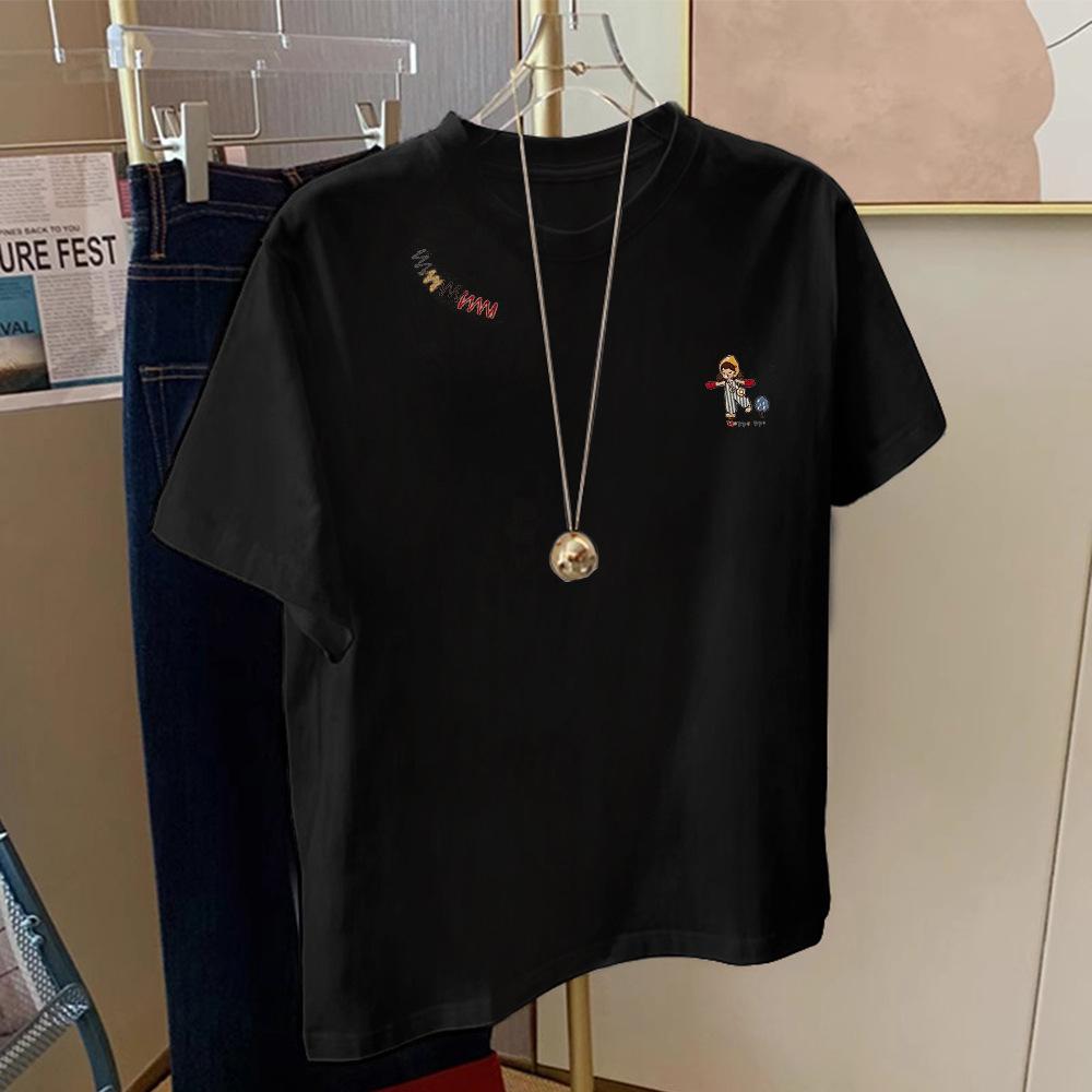 2025 лето новый дизайн белая футболка с коротким рукавом женская свободная и универсальная повседневная маленькая футболка топ трендовый