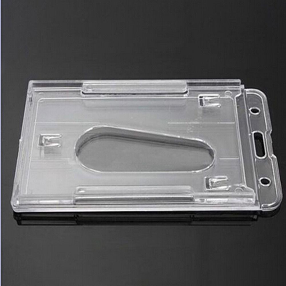 10x6cm Hard Vertical Badge Holder Transparent Clear Double Card ID Case