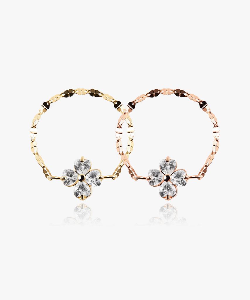 Helene Jewelry 14K Цветок Хлопка Кубический Клевер Цепочка Золотое Кольцо (Тип А)