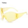 Trendy Rimless UV400 Protection Shades Black Sun Glasses Oversized Futuristic Sunglasses Wrap Around Y2K Sunglasses