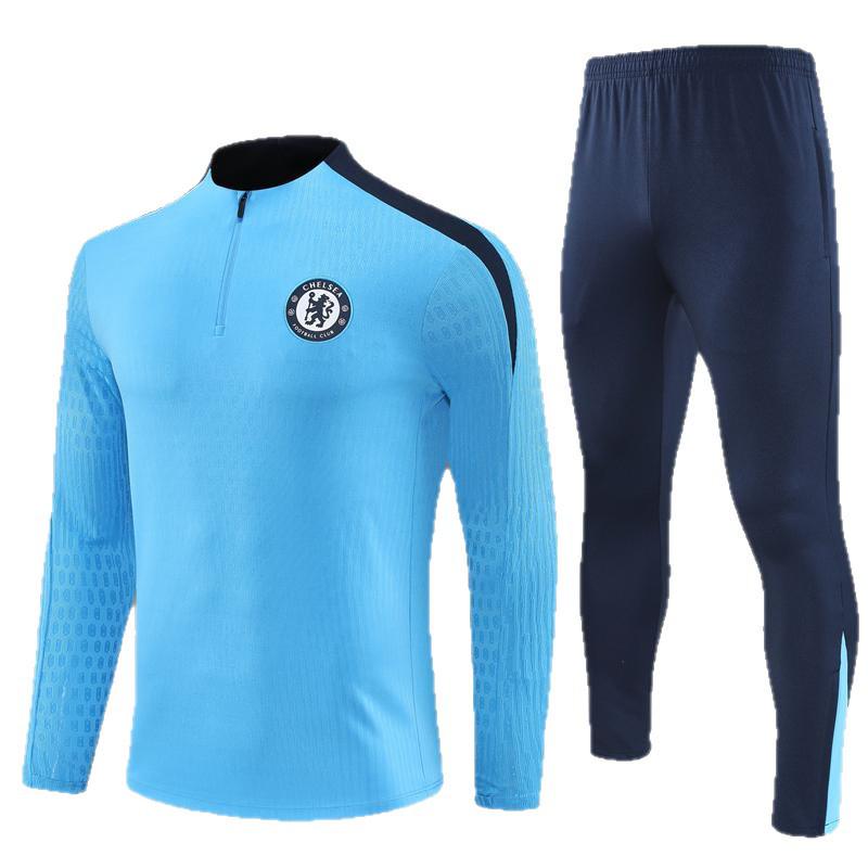 Тренировочный костюм Челси для взрослых и детей: Мужская футбольная форма с длинным рукавом, быстросохнущий, дышащий спортивный костюм для осени и зимы