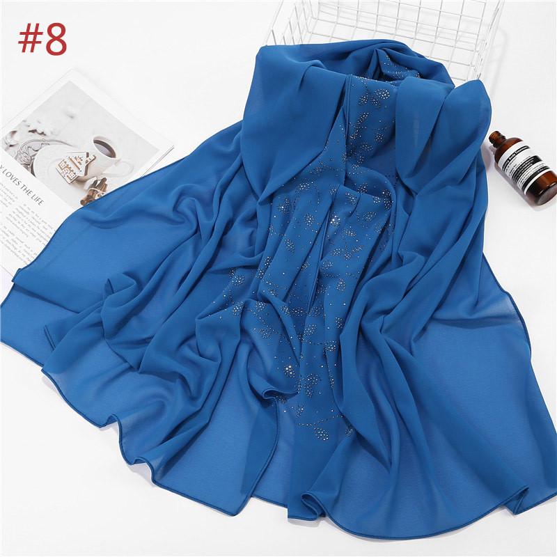 72*175cm Summer Muslim Women Chiffon Hijab Scarf Diamonds Glitter Femme Musulman Shawls Wrap Islamic Headscarf Malaysia Hijab