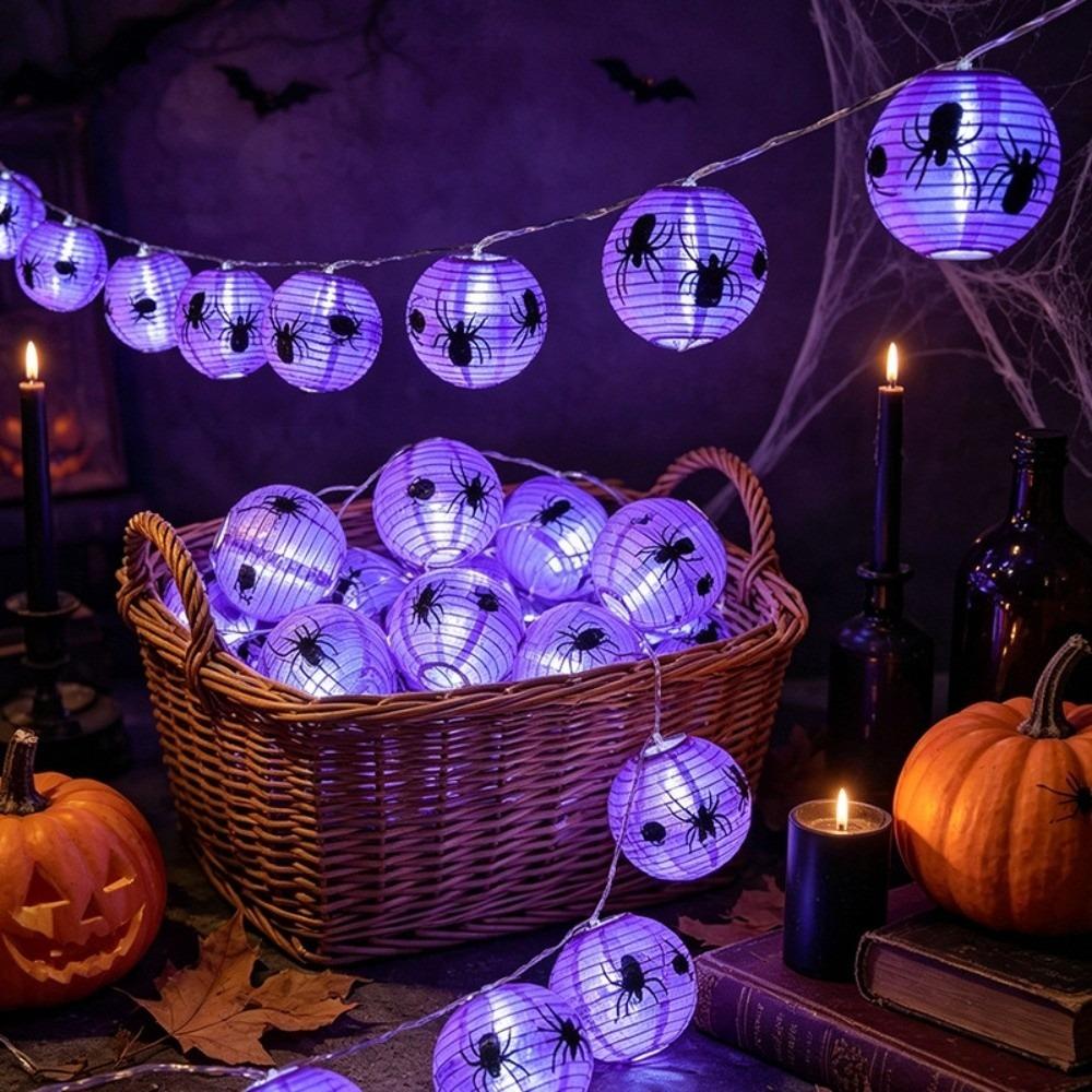 Luminous Halloween Pumpkin Lantern String Hanging Halloween Spider Lights Haunted House