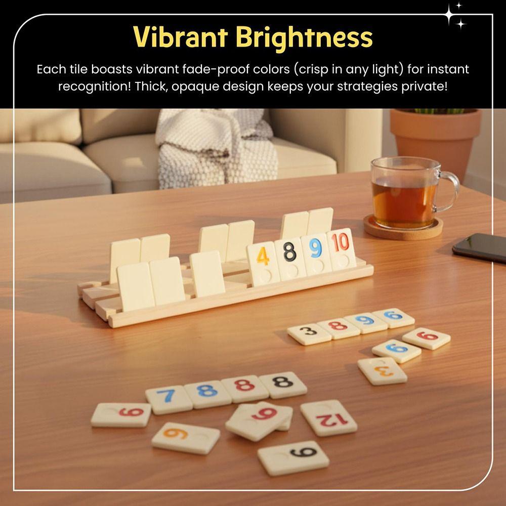 106Pcs Wooden Rummy Cube Game 106 Tiles Classic Board Game Board Games Rummy Tiles Family Game