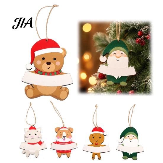 Personalized Christmas Tree Ornaments Wooden Ornament, Cute Bear Gingerbread Gnome Cat Dog Customizable Name Tags Hanging Decorations for Tree,