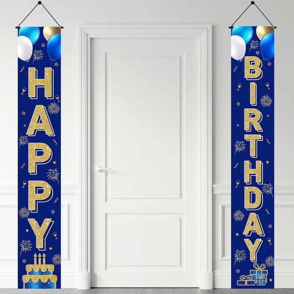 Vuzvuv Colorful Happy Birthday Banner, Door Banner Porch Sign Hanging Party Decorations for 16th 18th 21st 30th 40th 50th 60th, Indoor Outdoor Wall