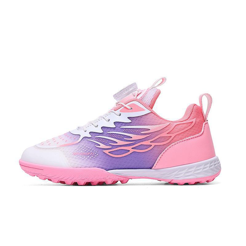 Spring Soccer Shoes Rotary Buckle Free Lace-Up Kids Boys Girls Pupils Shattered Nails Competition