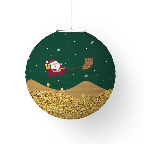 6шт 30см Рождественский фонарь Санта-Лось Снеговик Снежинка Складной нетканый материал DIY Празднование праздника Рождественская вечеринка Украшение Подвесной круглый фонарь