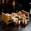 6 шт./набор 60 мл Мини-кружки Кружка Moscow Mule С Деревянной Подставкой Коктейльные Чашки Нержавеющая Сталь Чеканка С Медным Покрытием Пивная Винная Кружка