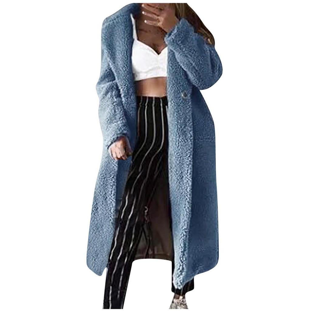 Женское искусственное плюшевое пальто, женское осенне-зимнее повседневное длинное пальто больших размеров, толстая теплая верхняя одежда, куртка оверсайз