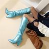 Women's High Heel Boots Autumn and Winter New European and American Style Pointed Head Thick Heel Large Size Mid-calf Boots