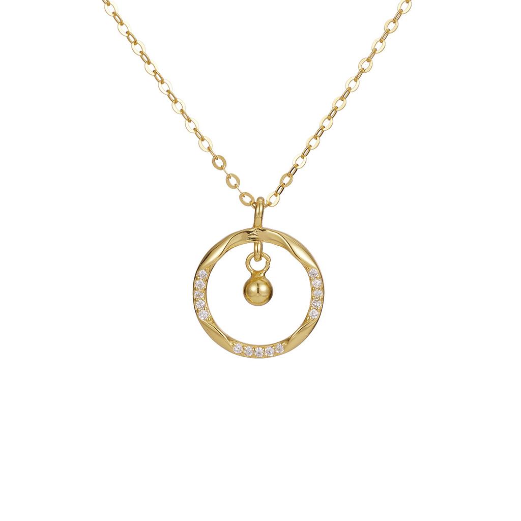 S925 Sterling Silver Gold Plated Mobius Ring Bell Necklace Women's Ring Pendant Niche Girls Collarbone Chain Jewelry