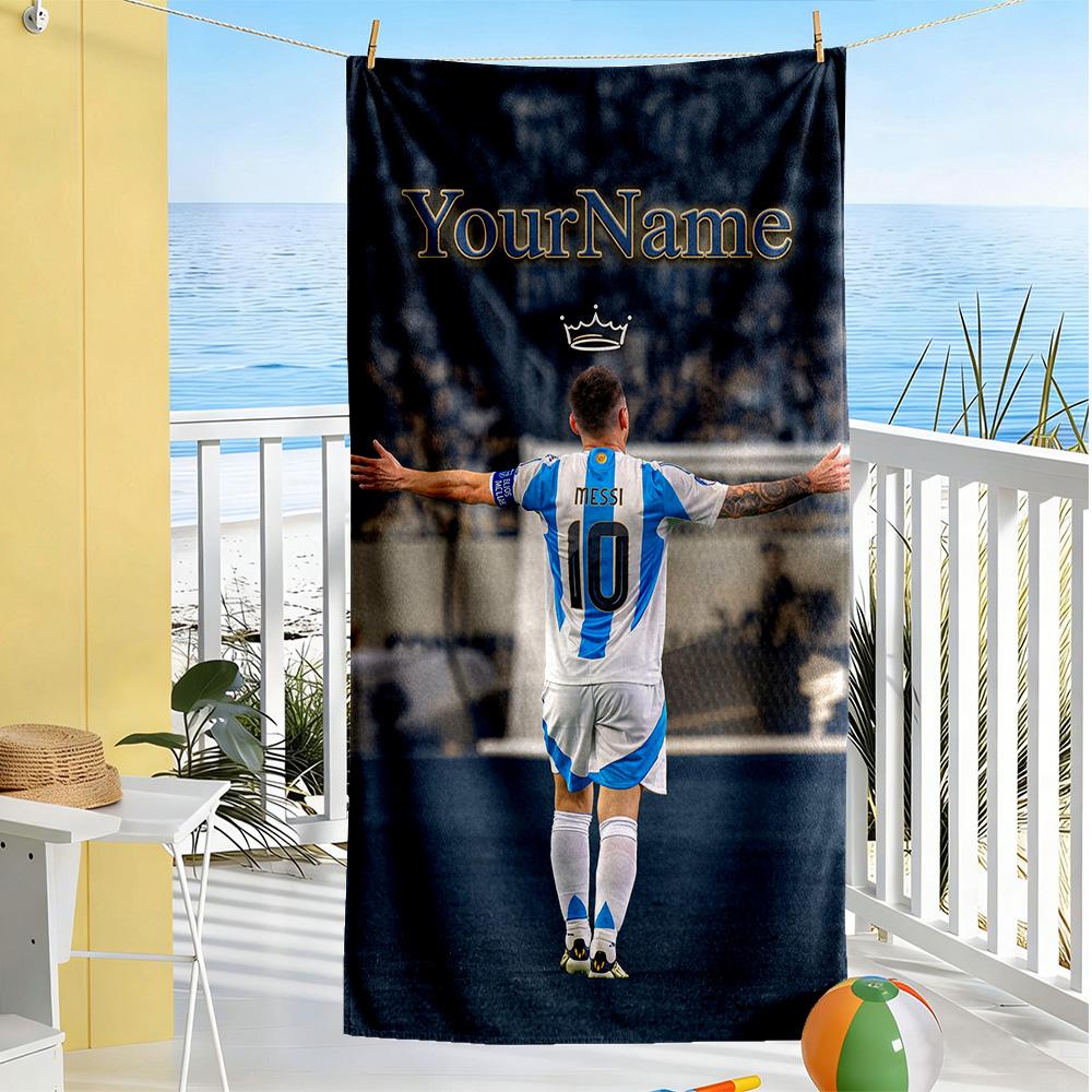Messi Customizable Name Beach Towel Super Soft & Absorbent Portable for SwimmingBeachCamping Travel Beach AccessoriesGym