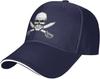 Pirate Skull Cross Swords Blue Baseball Cap Polyester Casual Sun Protection Adult Unisex
